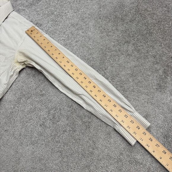 Brooks Brothers Extra Slim Non Iron Dress Shirt Mens 16 34 White Blue Check Work - Picture 14 of 16